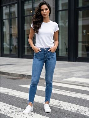 GAP High-Rise Skinny Jeans in Medium Blue Wash